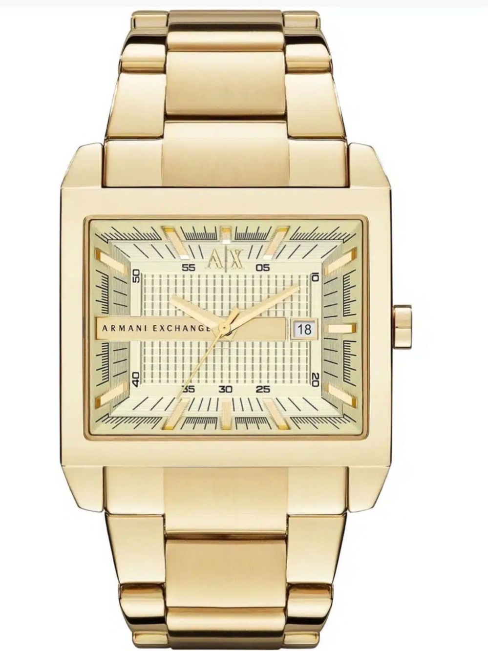 Armani Exchange Gold-Tone Square Bracelet Watch Mens